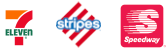 Footer logos of participating businesses, including 7-11, Stripes and Speedway.